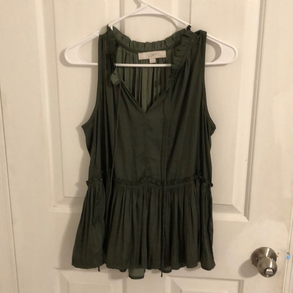 Tie Neck Peplum Sleeveless Top